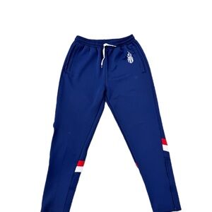 Kith Navy Joggers with Red and White Accents